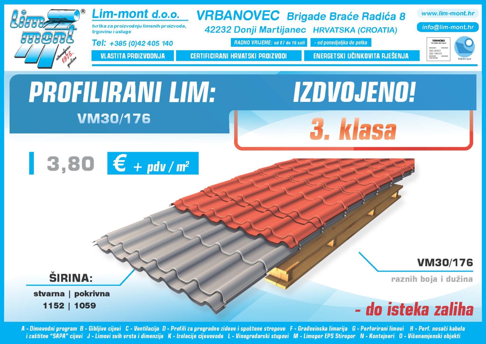 Profilirani lim VM30 176 TRECA KLASA 1 lim-mont